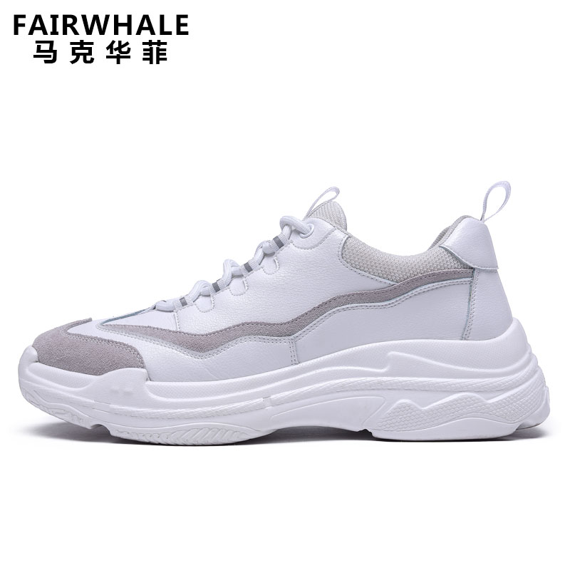 马克华菲男鞋春季休闲男士运动鞋韩版潮流小白鞋板鞋ins超火鞋子 灰白 41